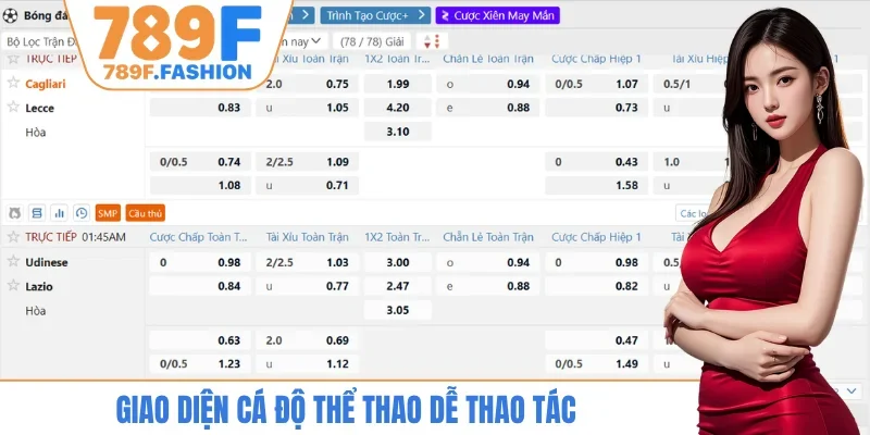 Giao diện cá độ thể thao dễ thao tác